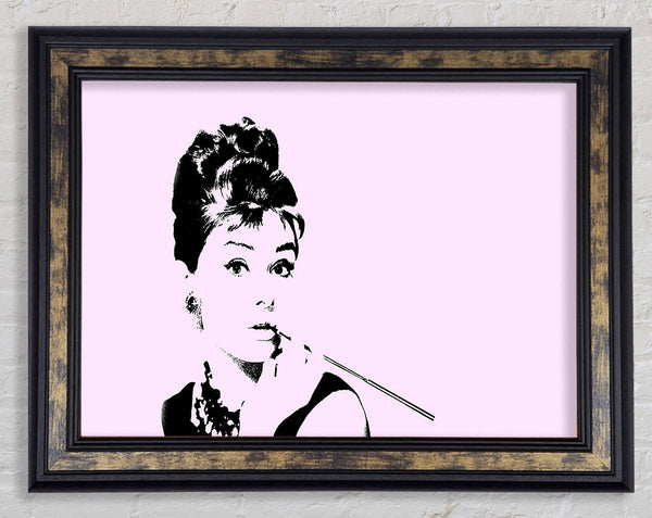 Audrey Hepburn Cigarette Pose Pink