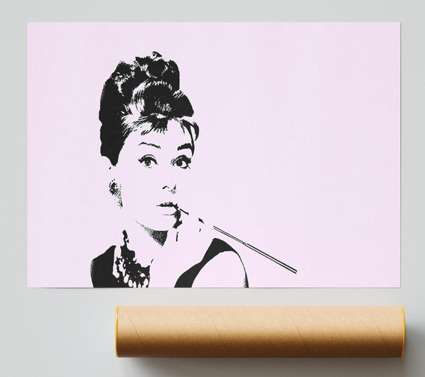 Audrey Hepburn Cigarette Pose Pink