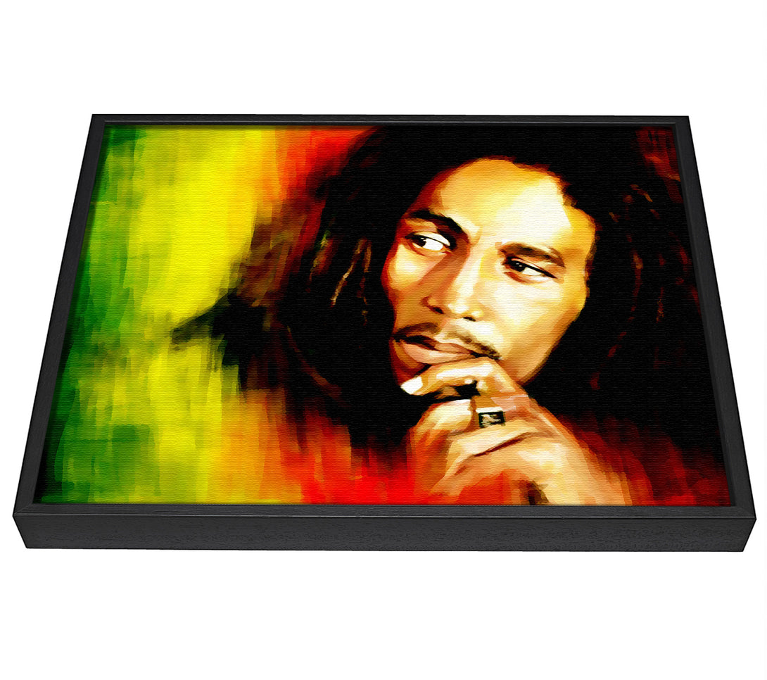 A picture of a Bob Marley Red Yellow Green framed canvas print sold by Wallart-Direct.co.uk