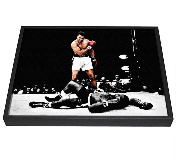 A picture of a Muhammad Ali Knock Down framed canvas print sold by Wallart-Direct.co.uk