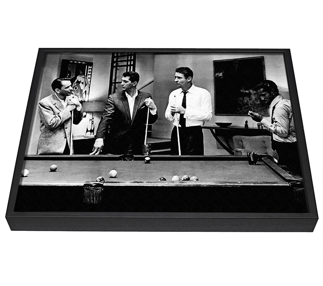 A picture of a The Rat Pack 4 Playing Pool framed canvas print sold by Wallart-Direct.co.uk