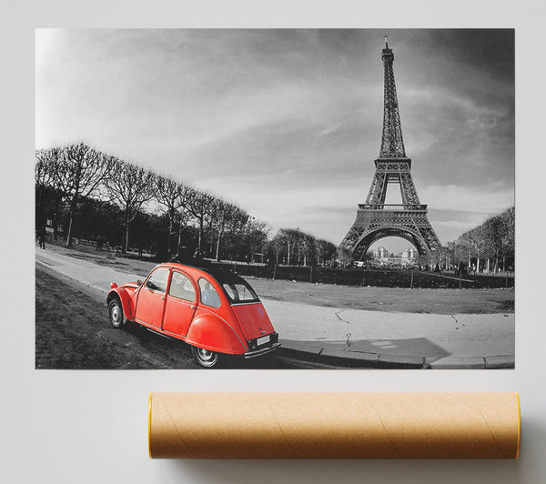 Red Car-Eiffel Tower Paris