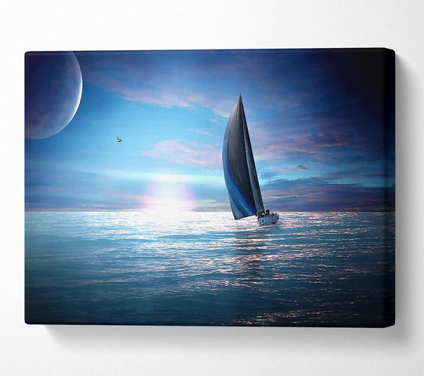 Sailing Boat In The Moonlit Ocean