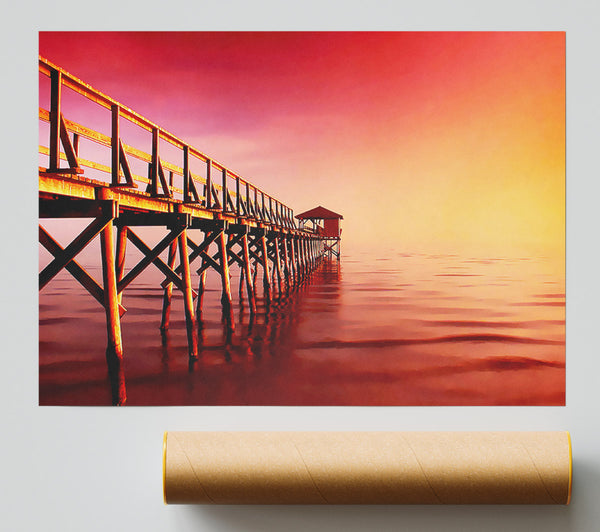 Tranquil Ocean Pier Pink