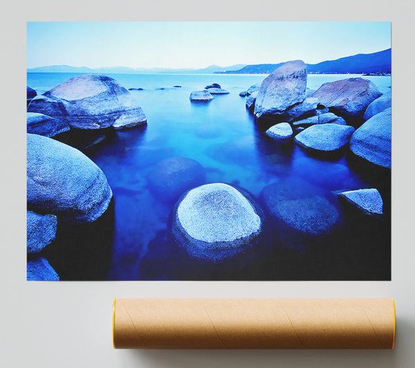 Blue Tranquil Ocean Rocks