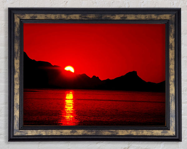 Vibrant Red Ocean Sunset