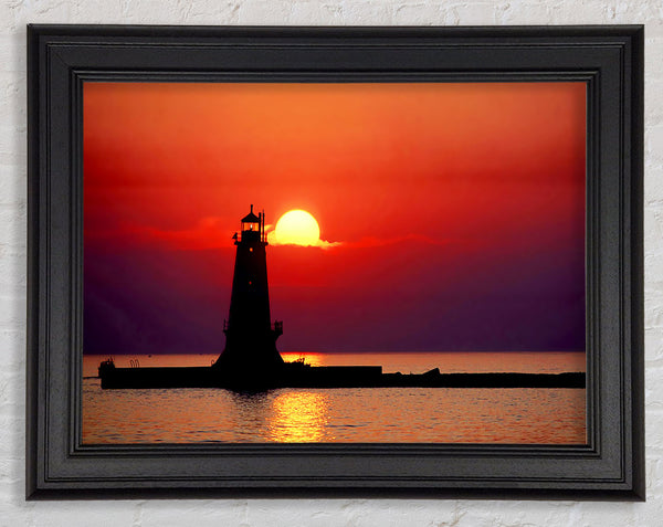 Lighthouse Sunset Red