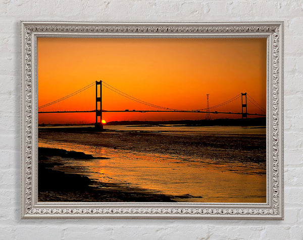 Bridge Afar Orange Sunset