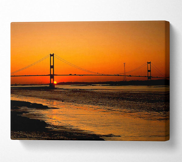 Bridge Afar Orange Sunset