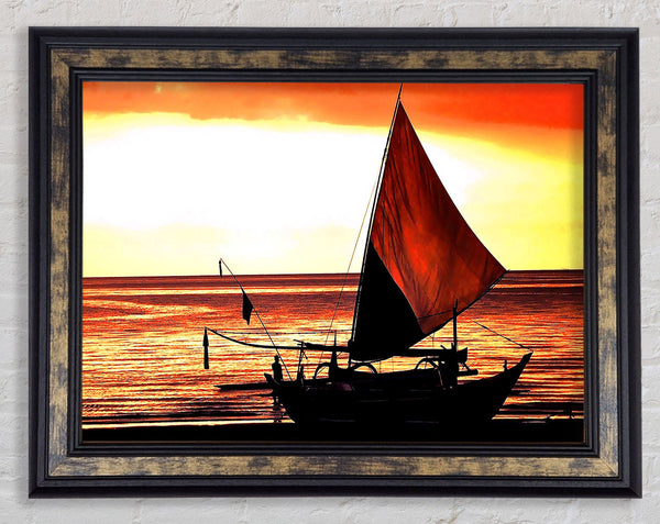 Beautiful Sail Boat At Sunset