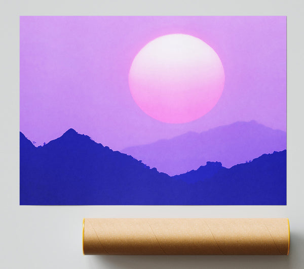 Huge Sun Over The Mountain Tops Purple