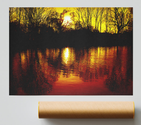 Ochre Lake Reflections At Sunset