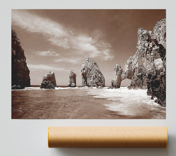 Brown Rocks In The Ocean