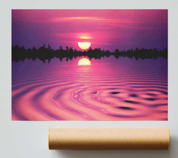 Pink Sunset Lake Swirl