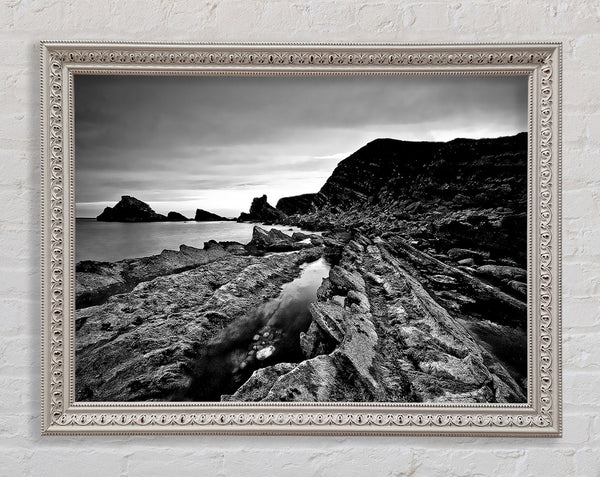 B n W Cliffs Around The Ocean