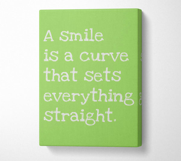 Motivational Quote Smile Is A Curve Lime Green