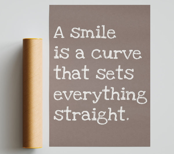 Motivational Quote Smile Is A Curve Beige