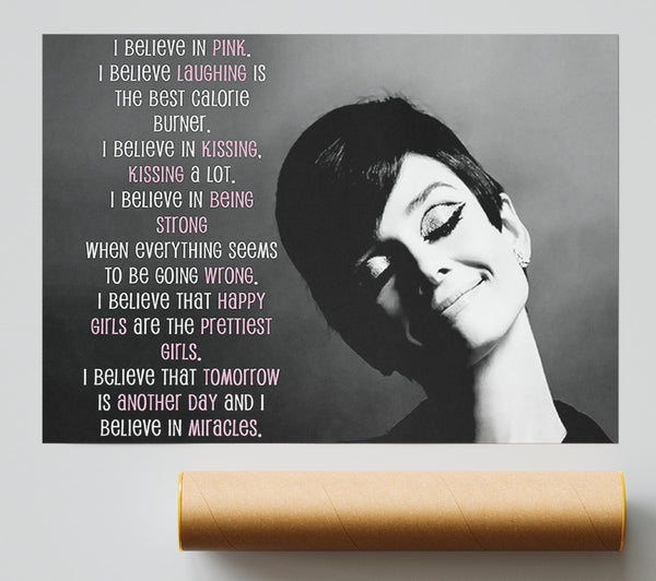 Movie Quote Audrey Hepburn I Believe In Pink Landscape