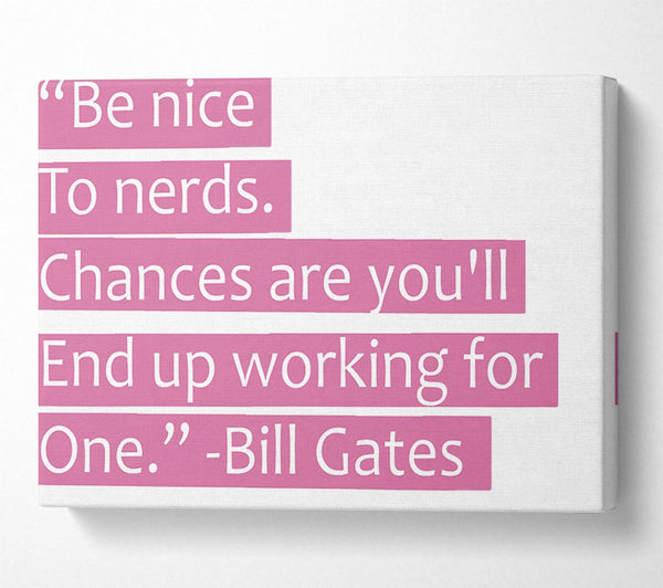 Funny Quote Bill Gates Be Nice To Nerds Pink