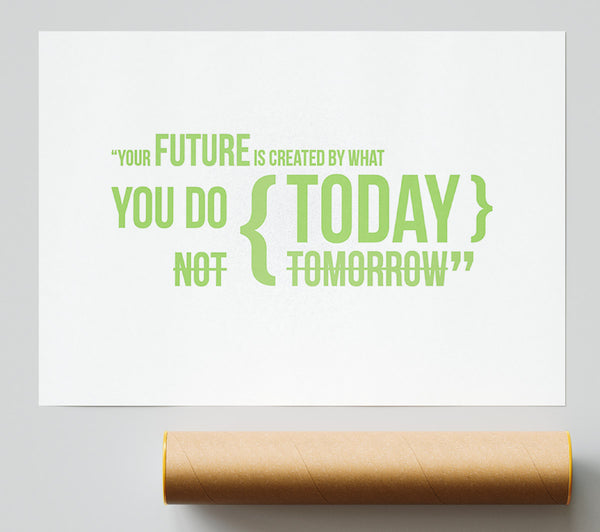 Motivational Quote Your Future Is Created By What You Do Lime Green