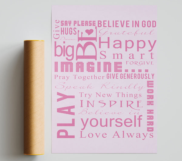 Home Quote Family Rules Be Happy Love Always Pink