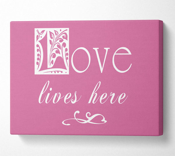 Love Quote Love Lives Here Pink