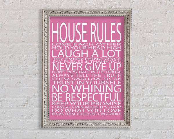 Family Quote House Rules Love Each Other Pink