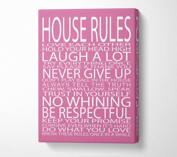 Family Quote House Rules Love Each Other Pink