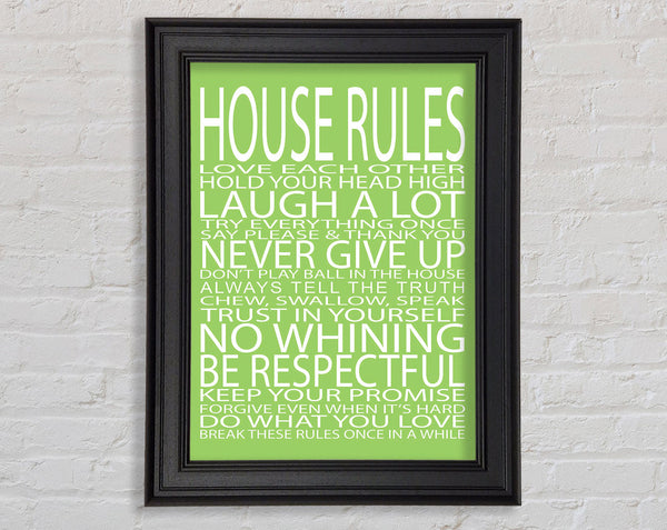 Family Quote House Rules Love Each Other Lime Green