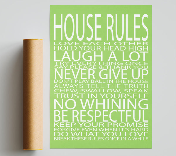 Family Quote House Rules Love Each Other Lime Green