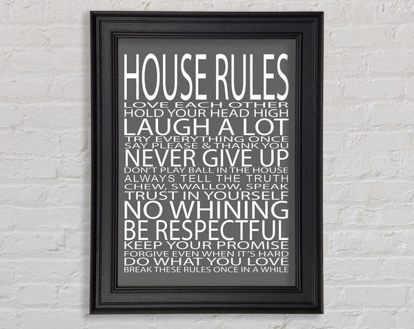 Family Quote House Rules Love Each Other Grey