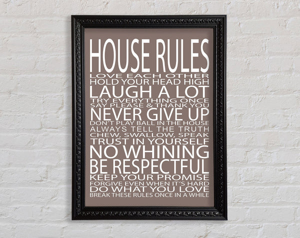 Family Quote House Rules Love Each Other Beige