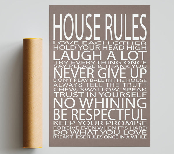 Family Quote House Rules Love Each Other Beige