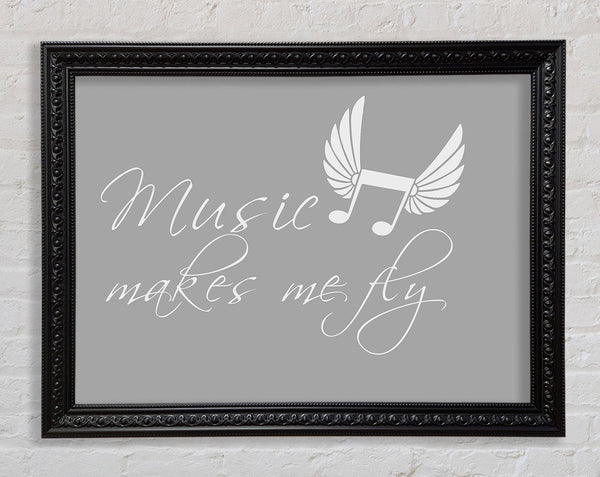 Boys room Quote Music Makes Me Fly Grey White