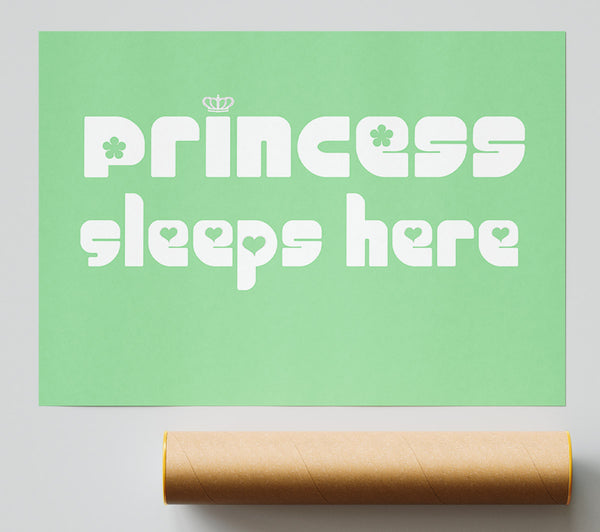 Nursery Quote Princess Sleeps 2 Green