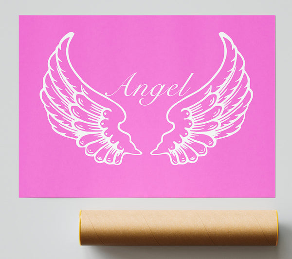 Nursery Quote Angel Wings Vivid Pink