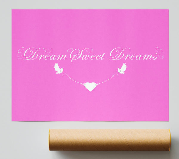 Nursery Quote Dream Sweet Dreams Vivid Pink