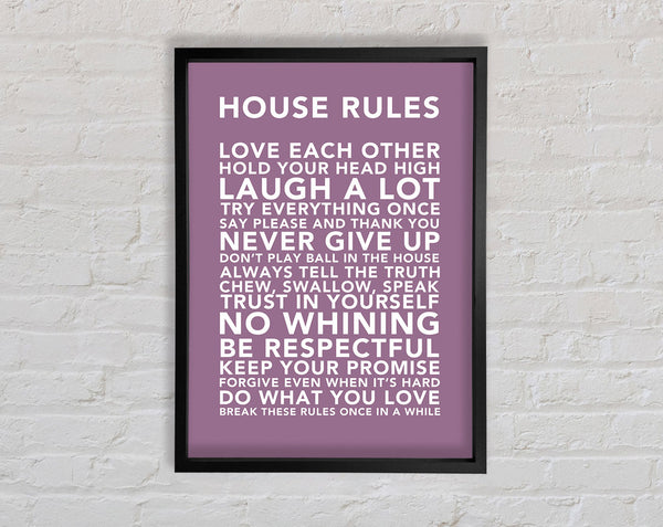 Family Quote House Rules 3 Dusty Pink