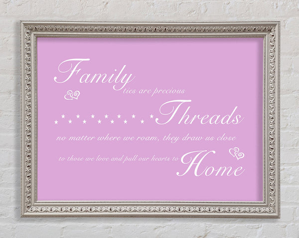 Family Quote Family Ties Are Precious Pink