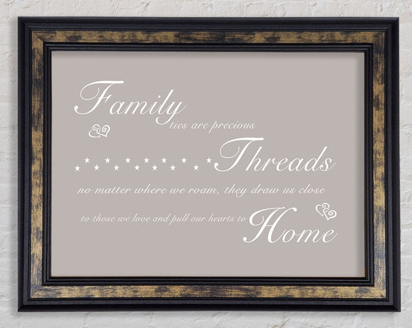 Family Quote Family Ties Are Precious Beige