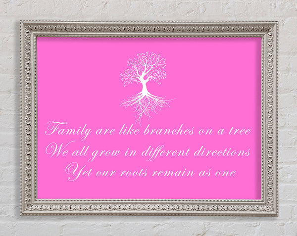 Family Quote Family Are Like Branches Vivid Pink