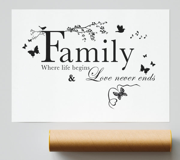 Family Quote Family Where Life Begins White