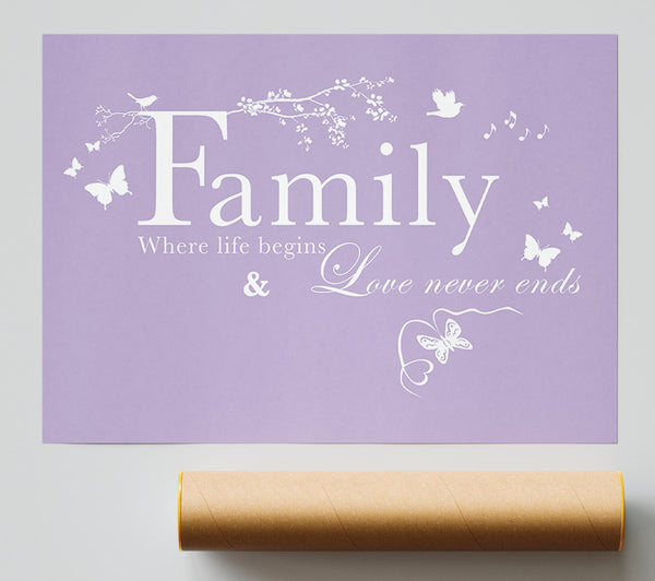 Family Quote Family Where Life Begins Lilac