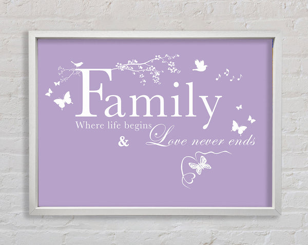 Family Quote Family Where Life Begins Lilac