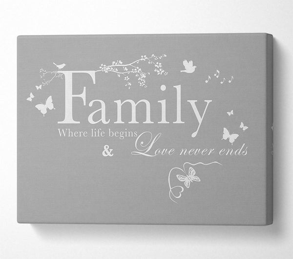 Family Quote Family Where Life Begins Grey White