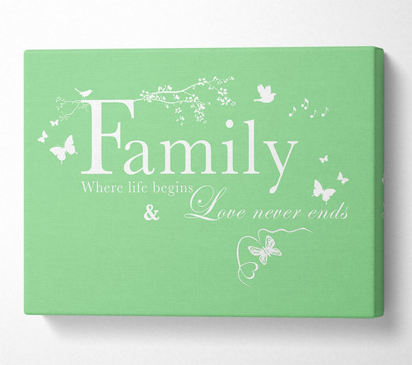 Family Quote Family Where Life Begins Green