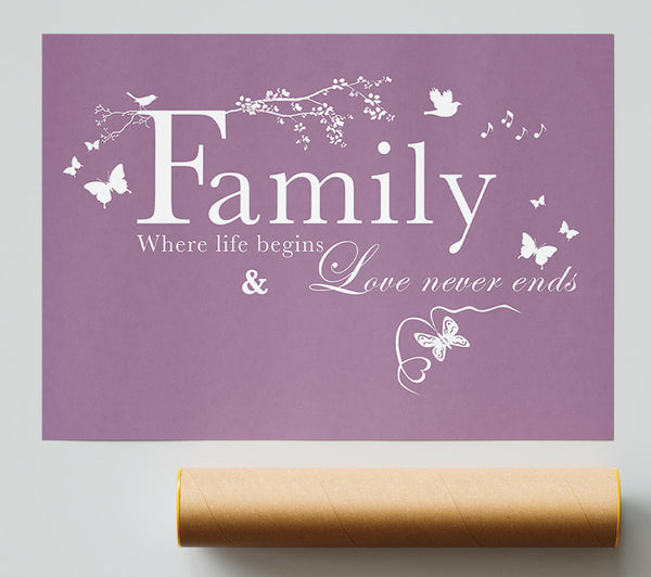 Family Quote Family Where Life Begins Dusty Pink