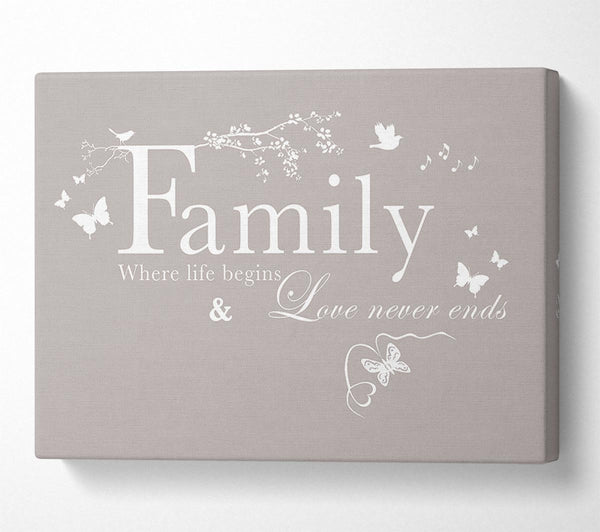 Family Quote Family Where Life Begins Beige