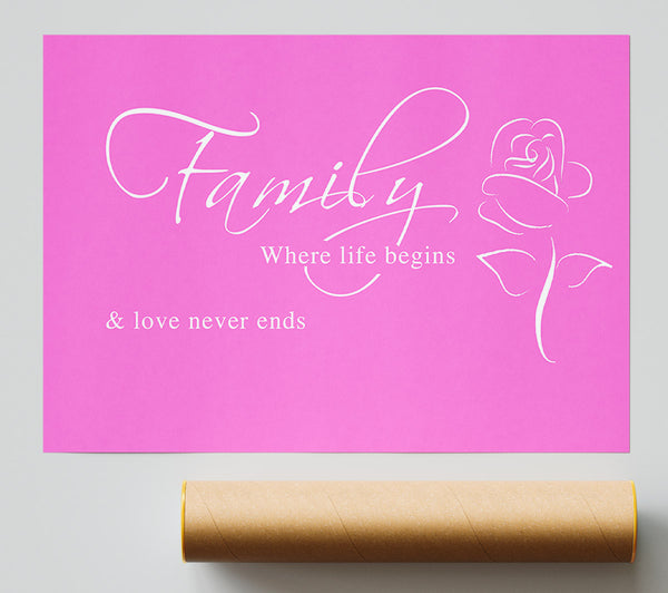 Family Quote Family Where Life Begins 1 Vivid Pink