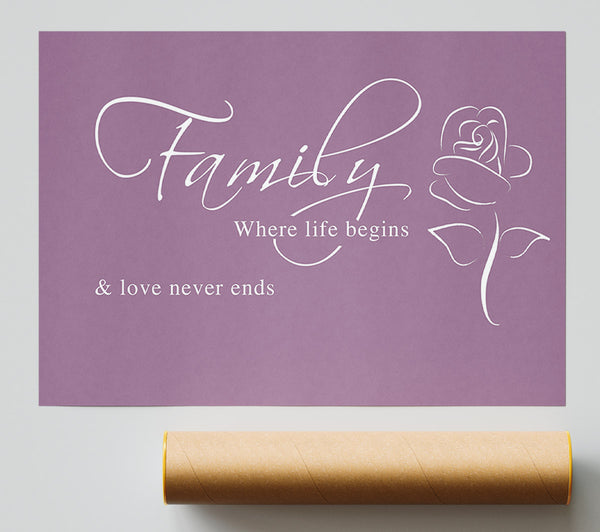 Family Quote Family Where Life Begins 1 Dusty Pink